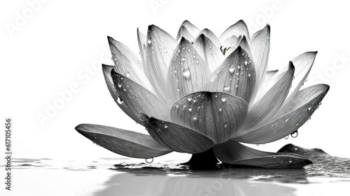 Monochrome image of a lily on a white background, generative AI.