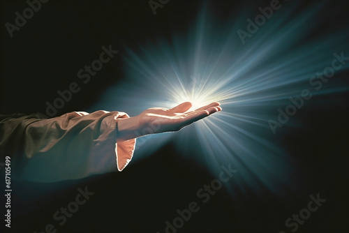 jesus hand with light religion miracle photo