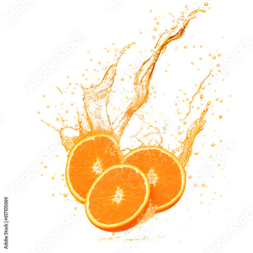 Yellow or orange water splash isolated on white background. PNG transparent available.