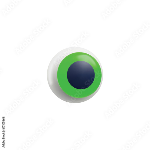 Eyeball or eye orb 3D render realistic vector illustration isolated on white.