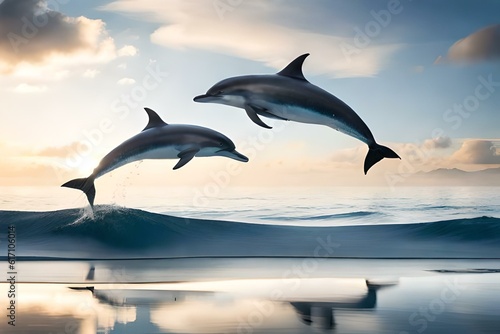 dolphin jumping out of the sea AI GENERATED