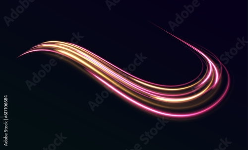 Vector swirl trail effect. Abstract vector fire circles, sparkling swirls and energy light spiral frames. Glow luminous glitter shimmer trail. 