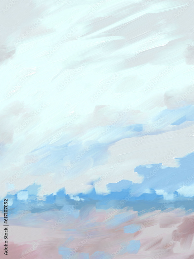 Impressionistic Soft Lavender & Blue Sunrise Landscape- Digital Painting, Illustration, Art, Artwork, design, ad, flier, poster, Background, Backdrop, Wallpaper, social media ad or post, publication, 