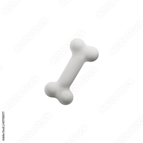 Bone in cartoon 3d style, vector illustration isolated on white background.