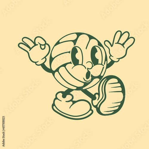 Vintage character design of volleyball