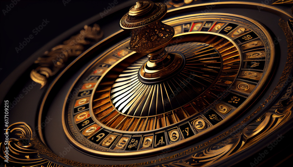 Casino roulette in black and gold style Ai generated image