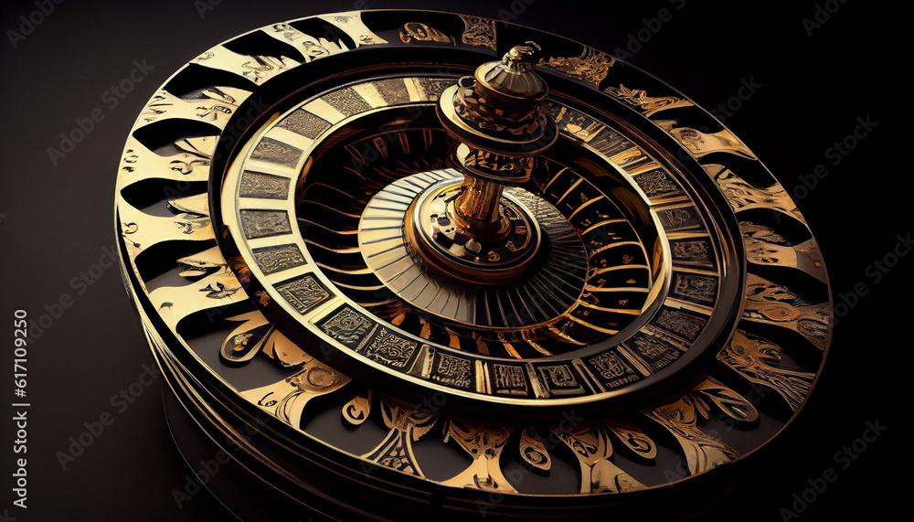 Casino roulette in black and gold style Ai generated image