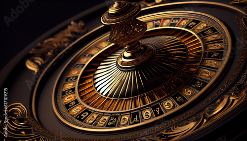 Casino roulette in black and gold style Ai generated image