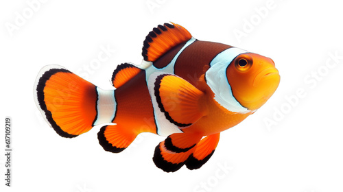 Fotografia An orange and white clown fish isolated on a transparent background