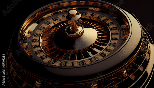 Casino roulette in black and gold style Ai generated image