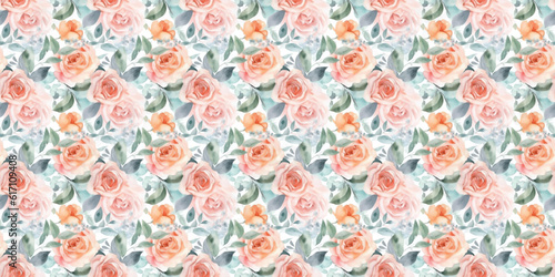 Floral watercolor rose background pattern seamless ornament