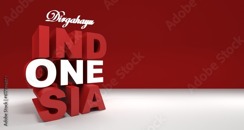 Indonesia Independence Day Banner 3D illustration