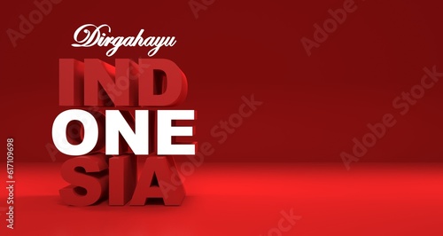 Indonesia Independence Day Banner 3D illustration