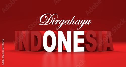 Indonesia Independence Day Banner 3D illustration