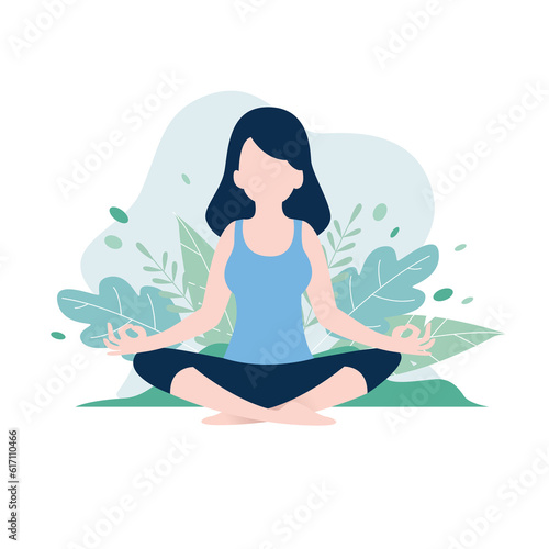  yoga exercise mental health care flat design character 