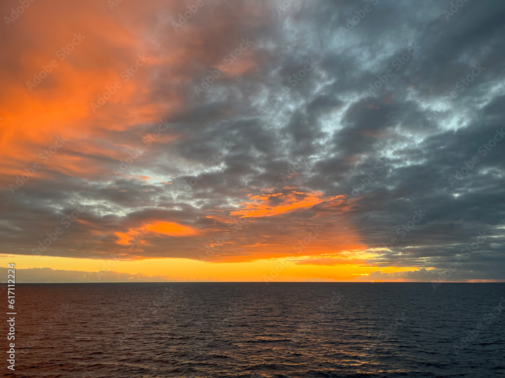 orange sunset over the ocean