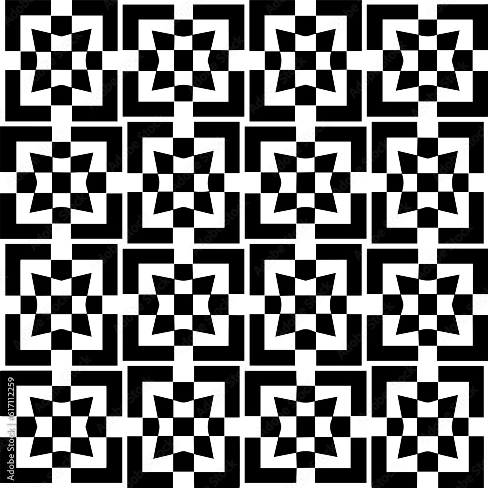 Geometric pattern in ethnic style. Seamless ornament with abstract shapes. Black and white wallpaper. Abstract background with Repeating pattern for decor, textile and fabric. Geometric pattern in ethnic style. Seamless ornament with abstract shapes. Black and white wallpaper. Abstract background with Repeating pattern for decor, textile and fabric.