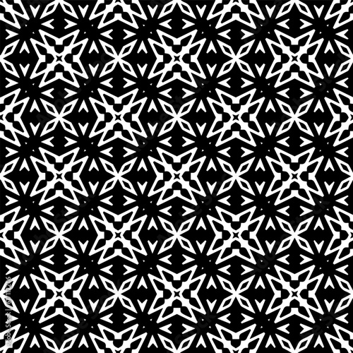 Geometric pattern in ethnic style. Seamless ornament with abstract shapes. Black and white wallpaper. Abstract background with Repeating pattern for decor, textile and fabric.