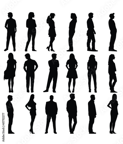 Men and Women Mix collection, vector, silhouette, black, isolated, symbols on white background