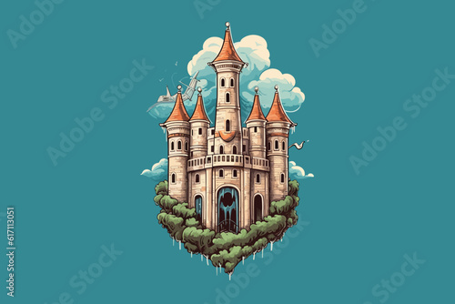 logo dentist stomatology under tower vector illustration art white background.