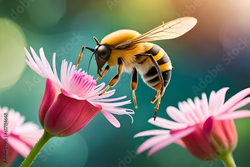 bee on flower and sucking nectar from it © Fahad