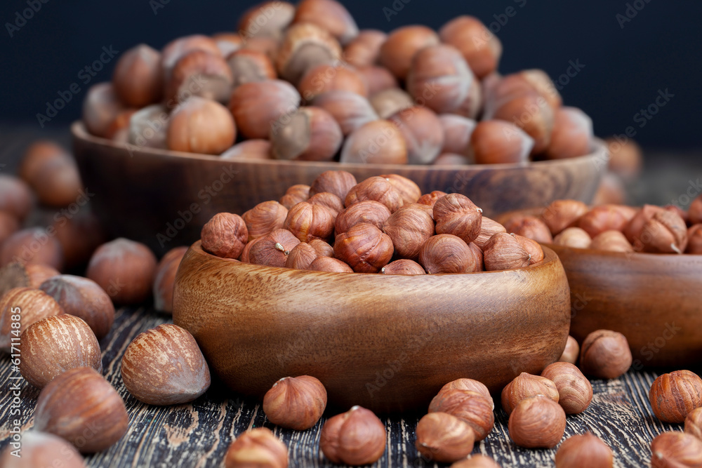 peeled hazelnut nuts close-up on the table peeled hazelnut nuts close-up on the table