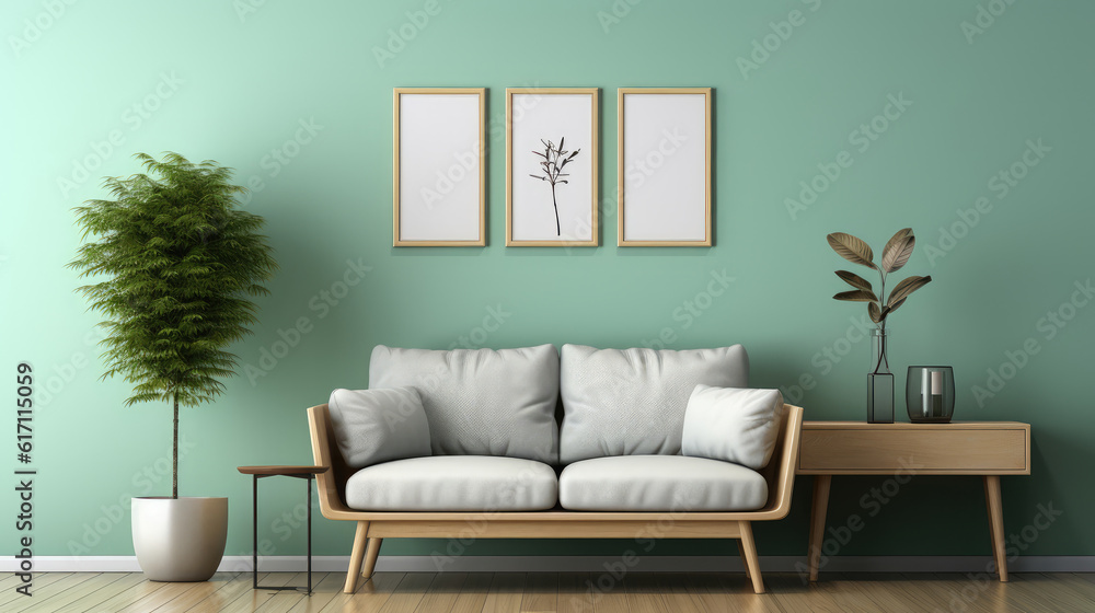 Fototapeta premium Mockup frame in home Interior Background , Mockups Design 3D, HD