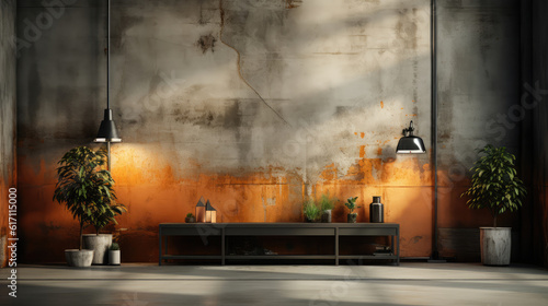Minimalist Industrial Interior Background 3d, Mockups Design 3D, HD