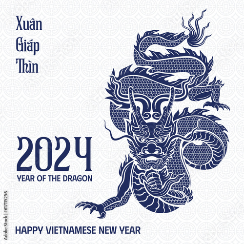 Blue  Year of the Dragon. Vietnamese New Year Giap Thin 2024