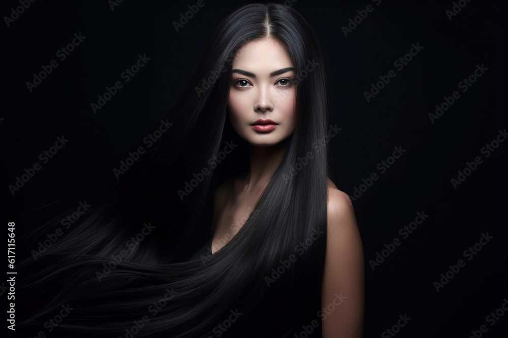 Beautiful young woman in elegant outfit in black studio Beautiful young woman in elegant outfit in black studio