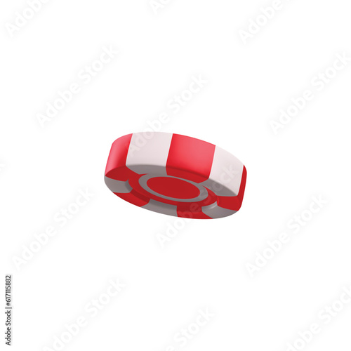 Falling flying casino chip in 3D realistic render vector illustration isolated.