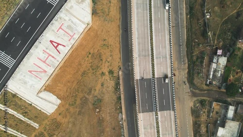 Drone view of Delhi Mumbai Expressway in India.