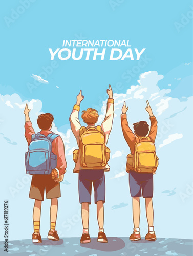 Youth day vector, poster, inspiring, colorful, student, travel