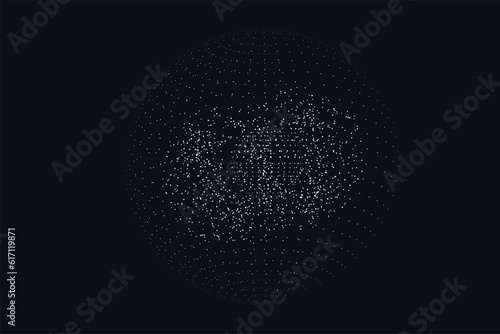 Vector Circle Technology Concept Big Data with Dots. 3D Abstract Network Chaos for Poster, Website, Placard, Cover, Advertising. Modern Futuristic style Vector illustration.