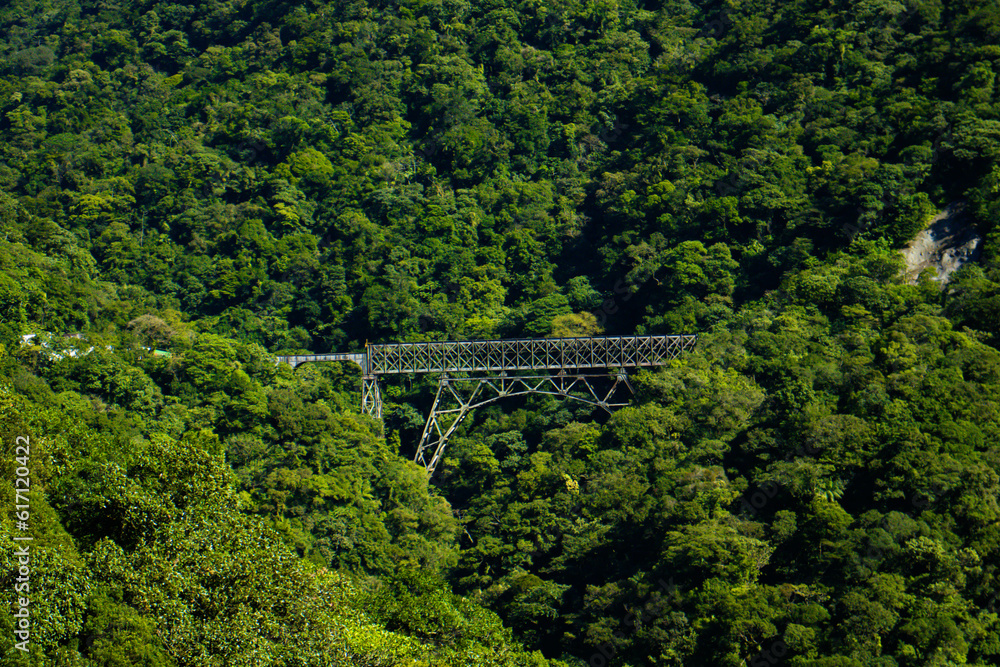 Visão aérea da ponte que liga as cidades de Curitiba e Morretes