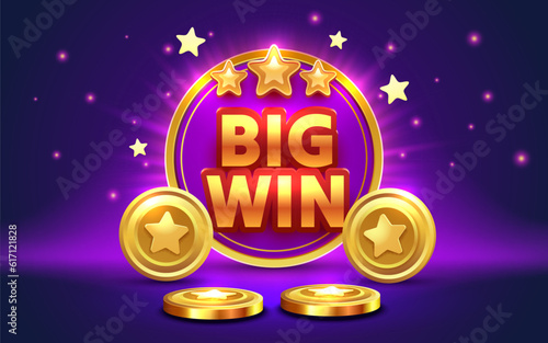 Casino Big Win, jackpot poster, Winner coins, special flyer golden prize. Vector illustration