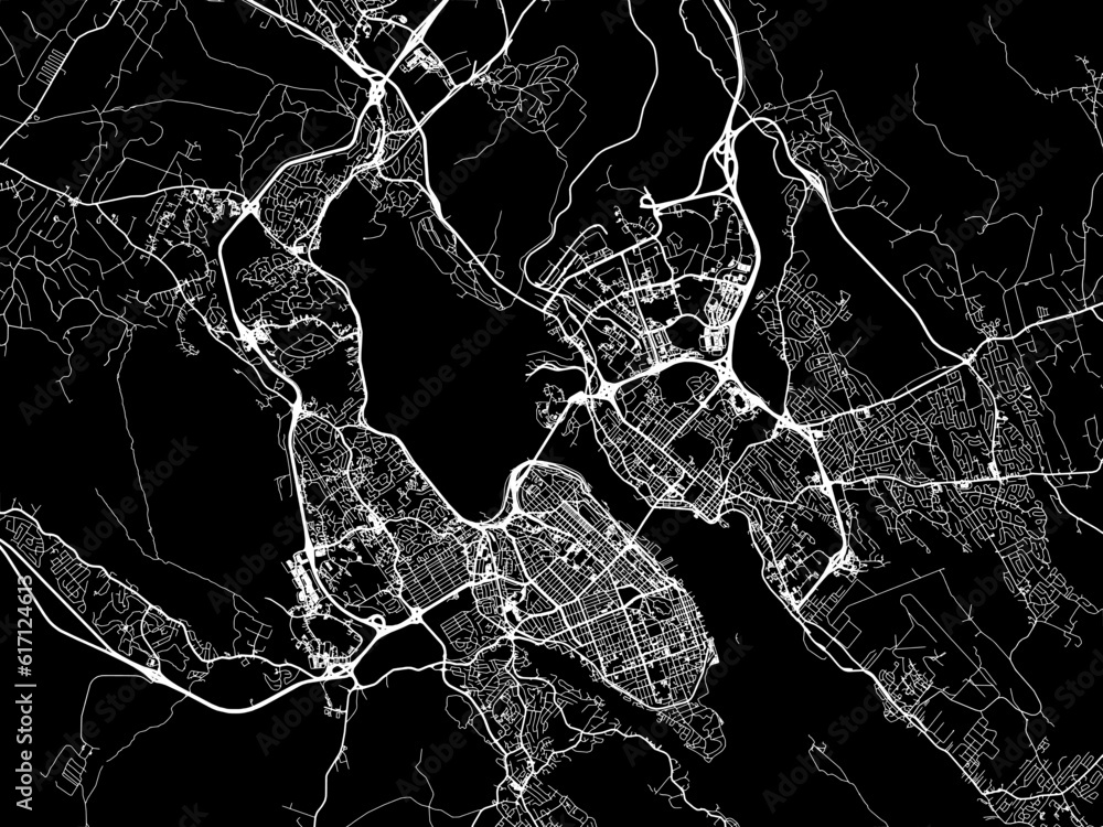 Vector road map of the city of Halifax Nova Scotia in Canada with white roads on a black