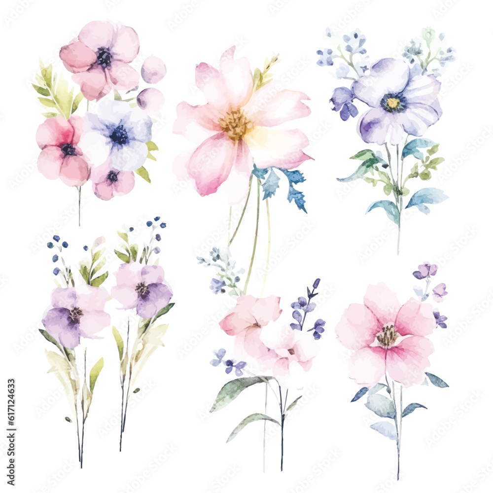 Whimsical Floral Watercolors: Fairy Clipart with Transparent Background for Artistic Designs