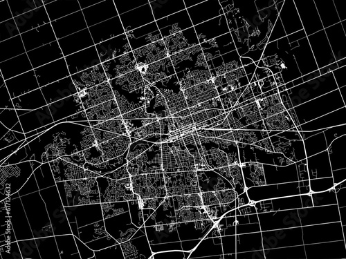 Photography Vector road map of the city of  London Ontario in Canada with white roads on a black background