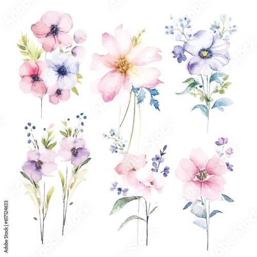 Whimsical Floral Watercolors  Fairy Clipart with Transparent Background for Artistic Designs
