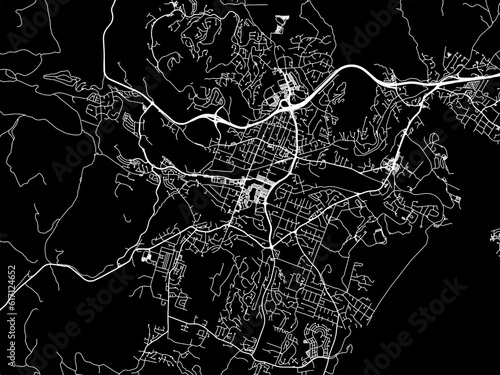 Vector road map of the city of  Langford British Columbia in Canada with white roads on a black background.