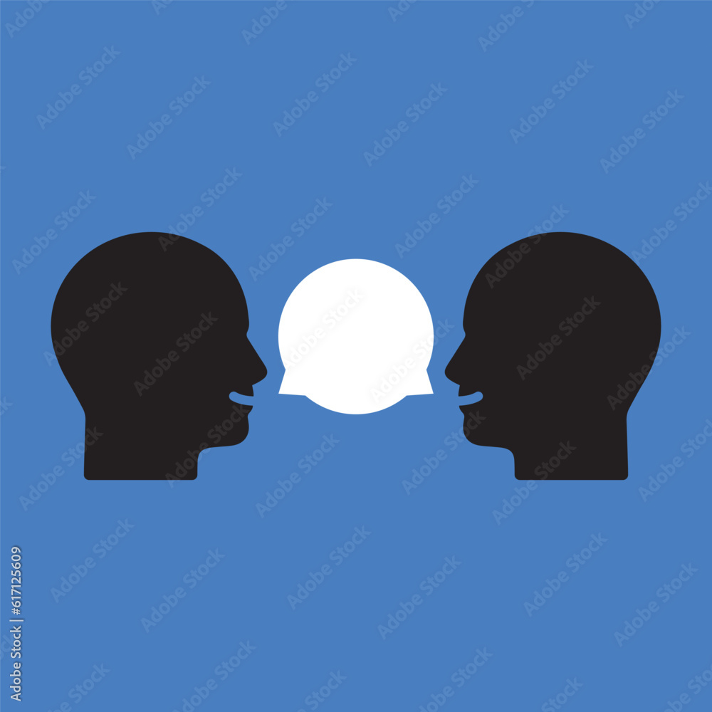 friendly conversation between two people. flat cartoon style trend modern graphic art design isolated on blue background. concept of simple communication with person and socialise or debate