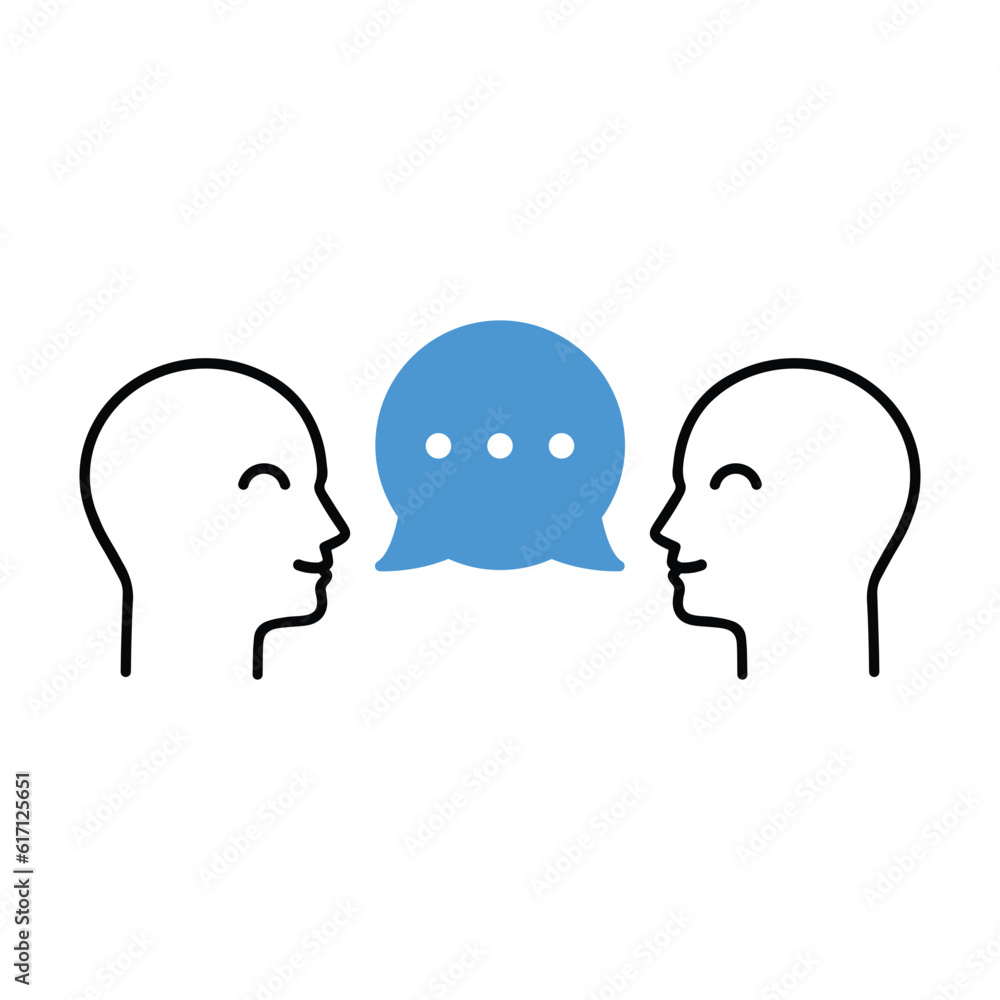 people conversation like small talk. concept of give advice to friend or employee and conversation between lovers. flat linear modern lineart logotype graphic art design isolated on white background