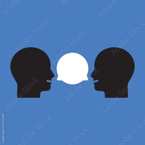 friendly conversation between two people. flat cartoon style trend modern graphic art design isolated on blue background. concept of simple communication with person and socialise or debate