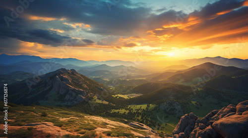 Sunset View of a Majestic Mountain Landscape
