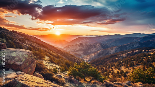 Sunset View of a Majestic Mountain Landscape