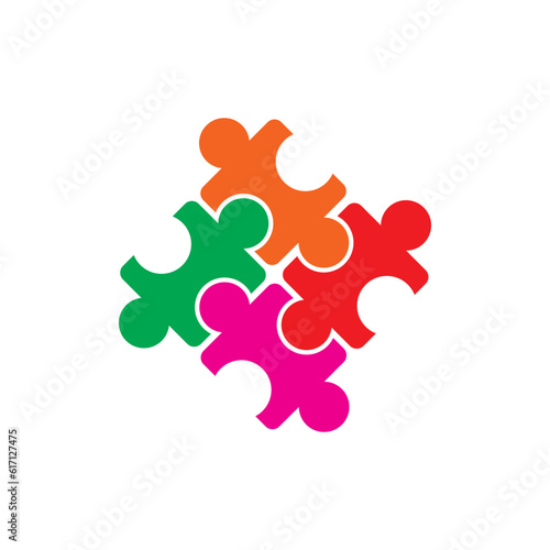 Puzzle logo icon, vector illustration design template.