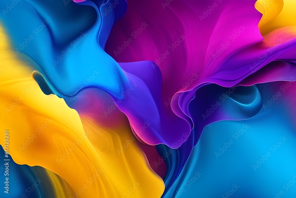 Vibrant Smoky Flow Gradient: Rich Burgundy, Electric Blue, and Sunny Lemon Yellow Background