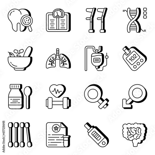 Set of Pharmaceutical Linear Icons

