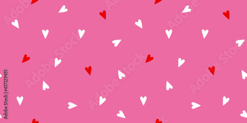 Modern abstract seamless pattern with colorful heart shapes. Romantic hand drawn vector design illustration background for surface design